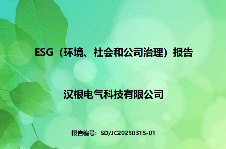 漢根電氣科技有限公司-ESG(環境、社會和公司治理)報告